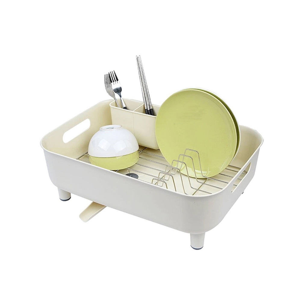 Giá Để Đựng Muỗng Dĩa Bằng Nhựa, Thanh Ngăn Bằng Thép Không Gỉ, 447x327x156mm - 2 màu (Xanh Lá, Màu Ngà) - LDR110, , large image number 1